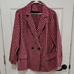 Houndstooth Blazer - Pink And Black